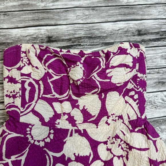 J. Crew Factory Women Strapless Tube Top Floral A Line Summer Dress 2 Pink White - Picture 3 of 15